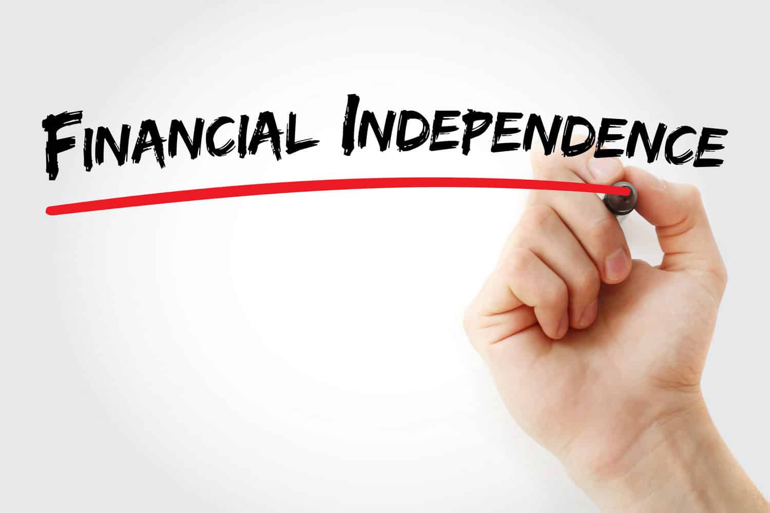 Hand writing Financial independence with marker, concept backgro